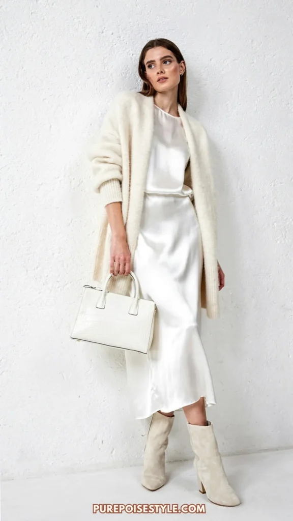 white dress outfit ideas for Sleek and Monochromatic