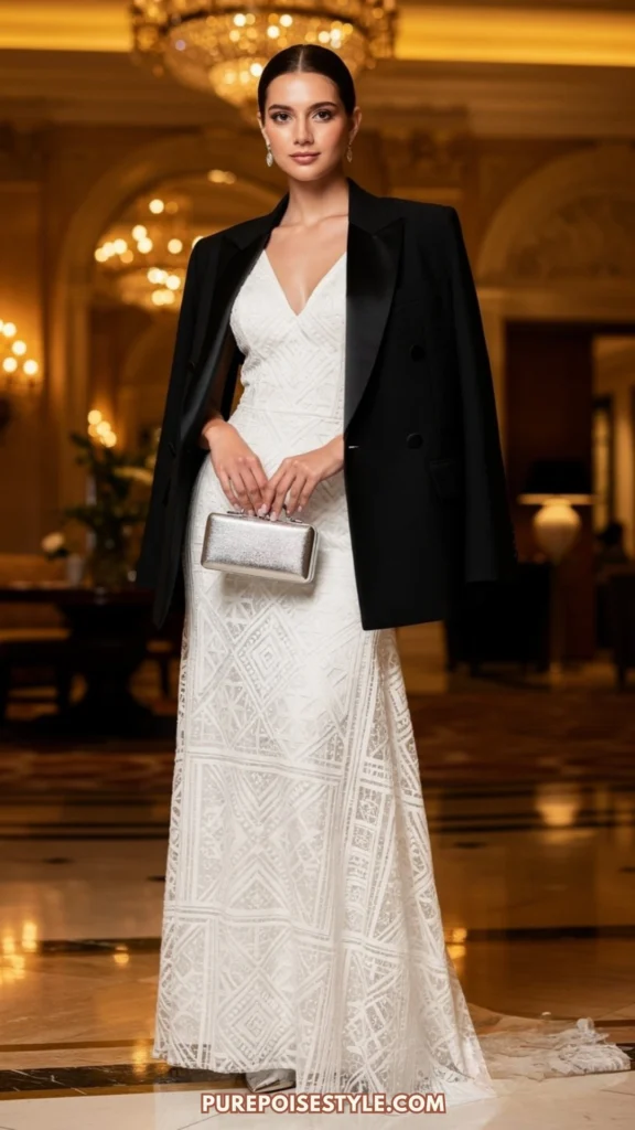White Lace Dress Outfit Formal Evening Galas