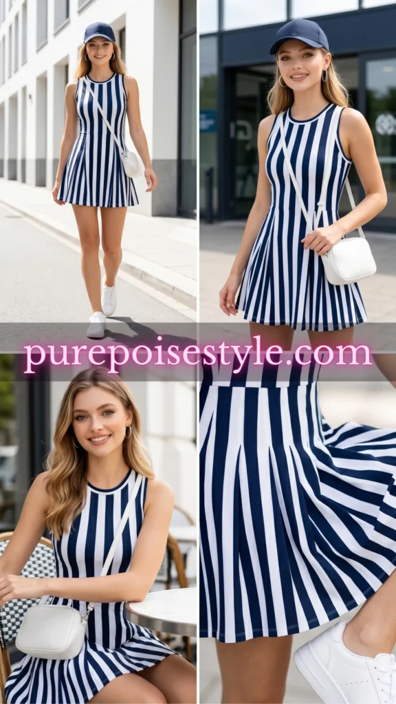 Activewear Dress in a Bold Stripe Pattern