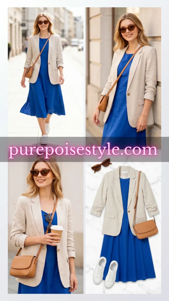 Casual Sundress Looks with an Oversized Blazer
