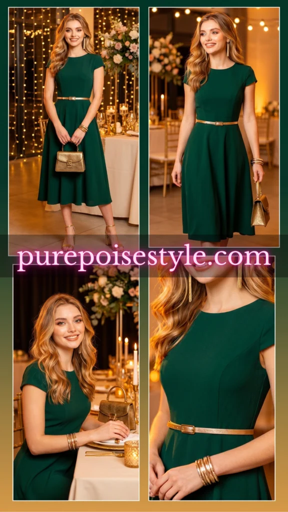 Celebration Dress Look with Gold Accessories