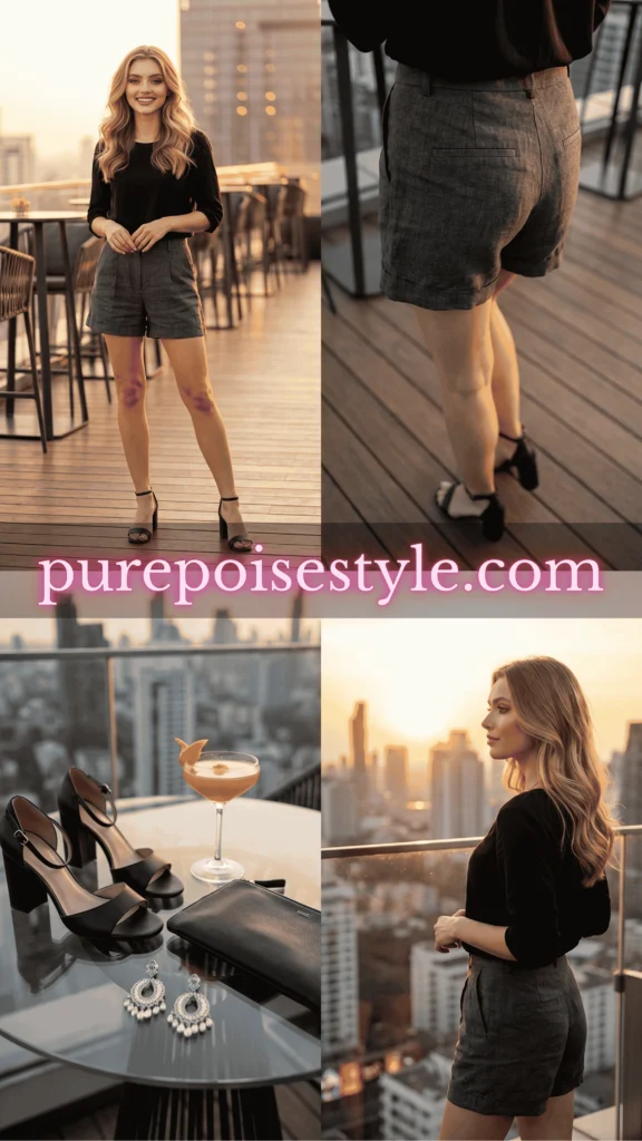 Charcoal Linen Shorts with a Black Top