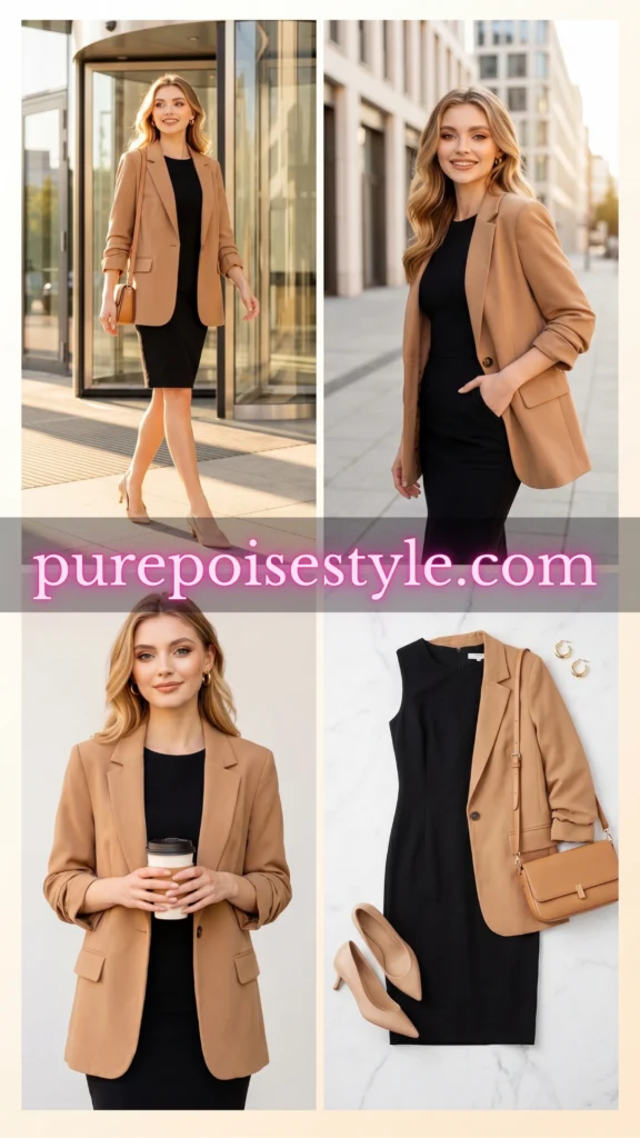 Classic Black Dress with a Blazer