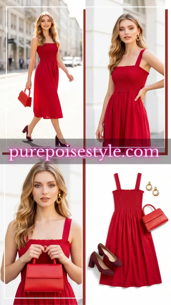 Cute Sundress Style in a Monochrome Red Look
