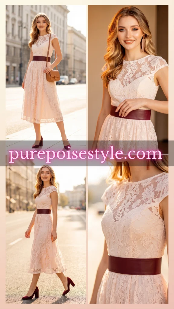 Feminine Lace Look with a Statement Belt