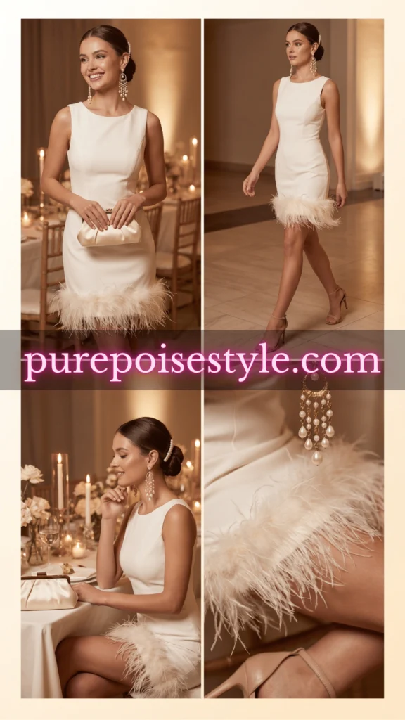 Glam Birthday Outfit with a Feather Hem Detail