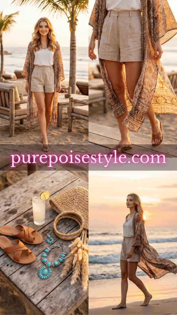 Linen Shorts with a Kimono