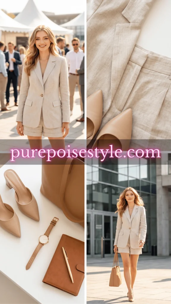 Linen Shorts with a Matching Linen Blazer