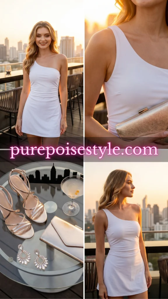 One-Shoulder Swim Dress with a Clutch Swimsuit Dress Style