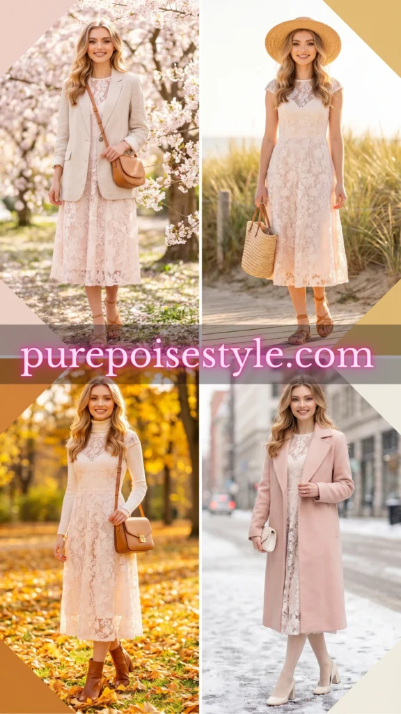 Pink Lace Dress Looks Across Every Season