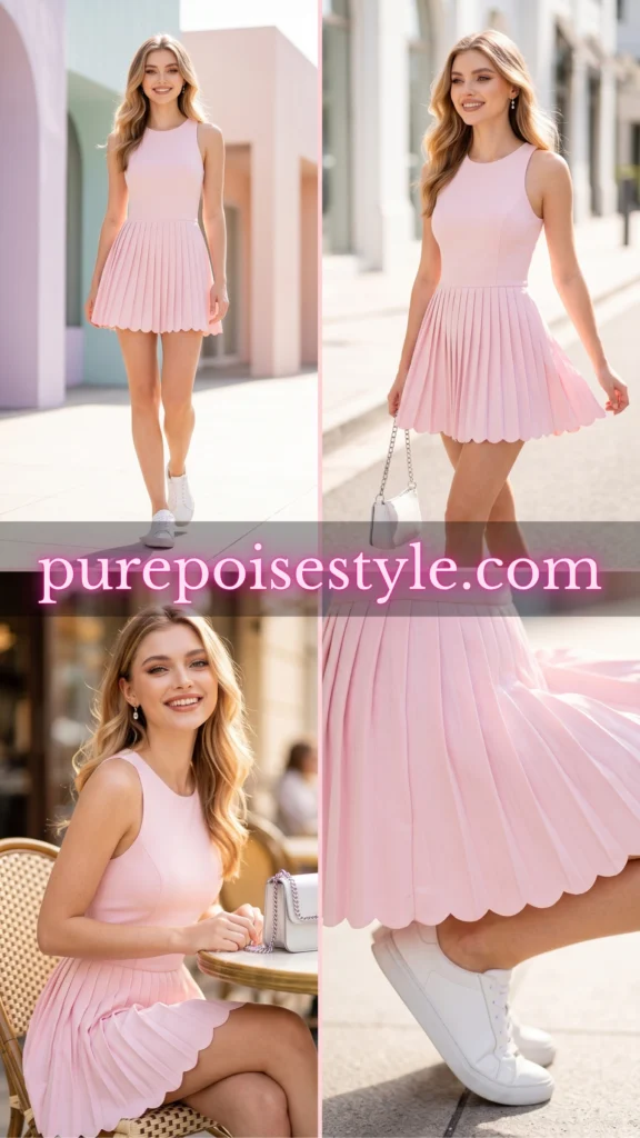 Pleated Tennis Skirt Look in Baby Pink