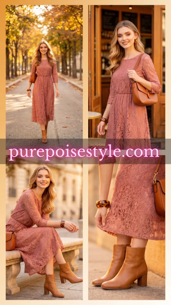 Soft Lace Dress Style with Ankle Boots