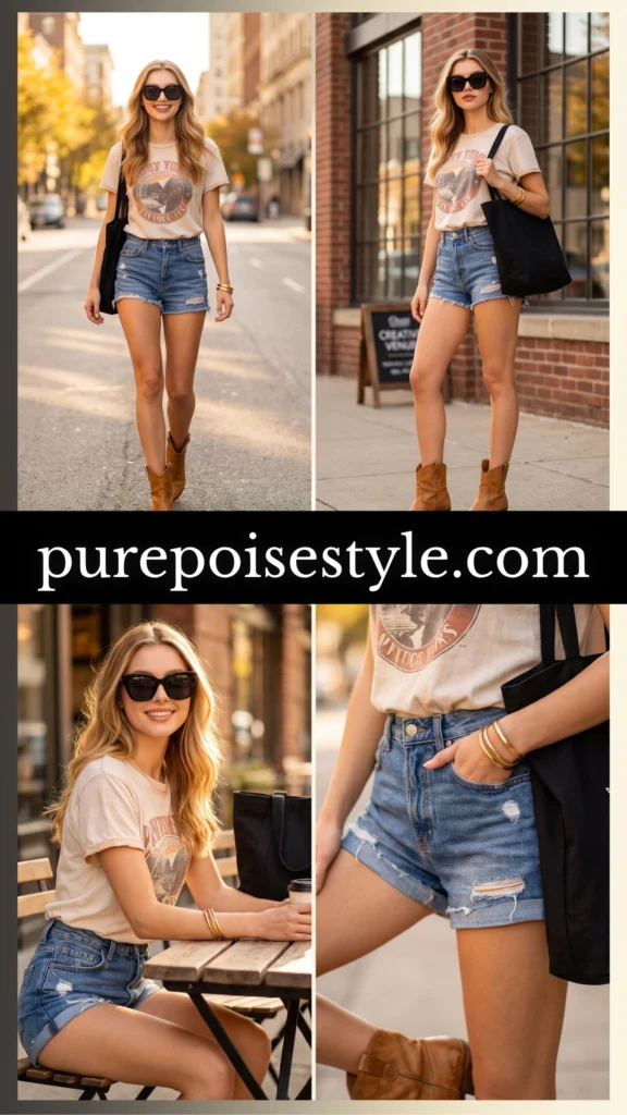 Summer Denim Style with a Graphic Print Tee