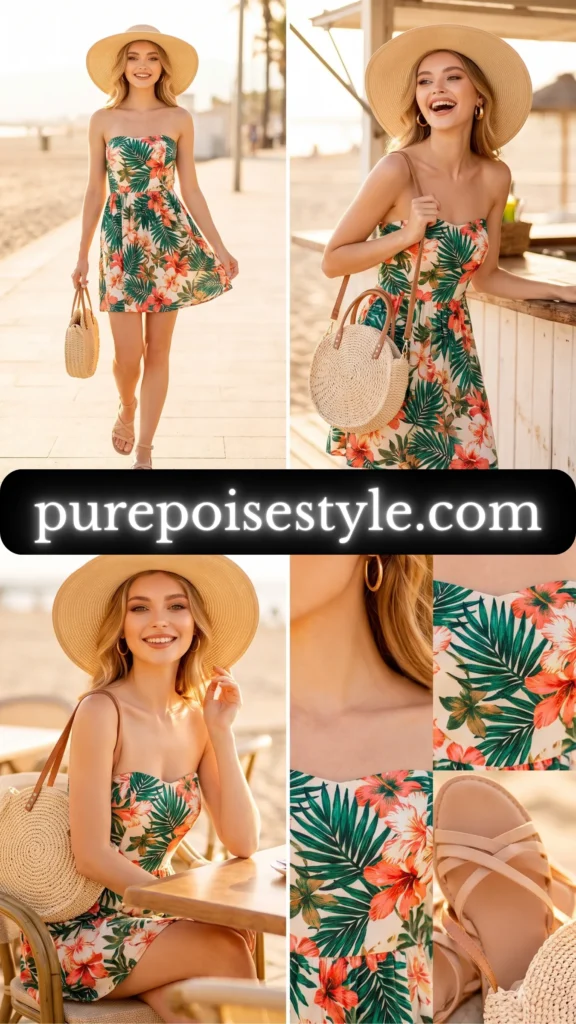 Summer Mini Dress in a Tropical Print