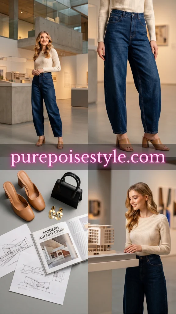 The Barrel-Leg Jeans with a Fitted Top