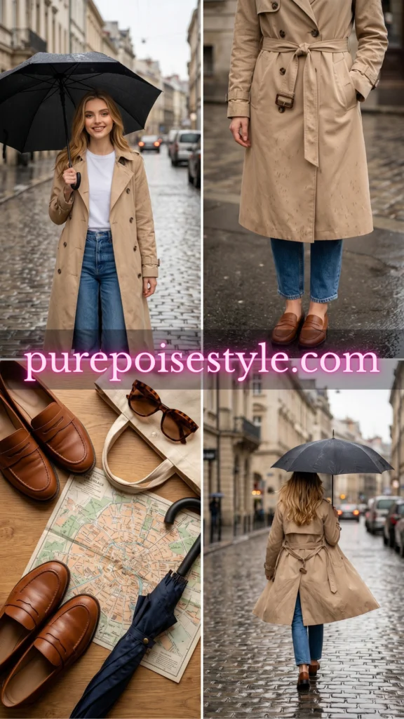 The Straight-Leg Jeans with a Trench Coat Casual Jeans Style