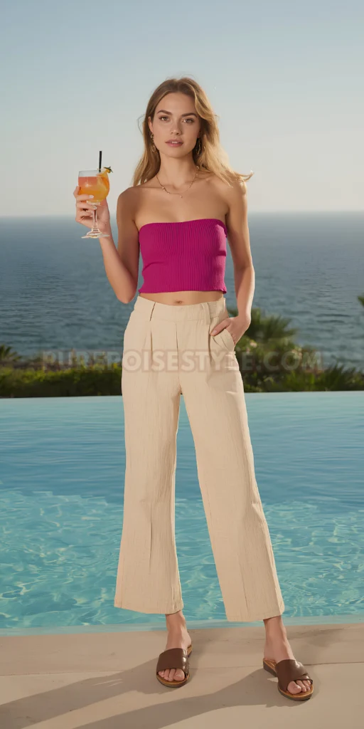 Low Rise Linen Pants & Slide Sandals Stylish Summer