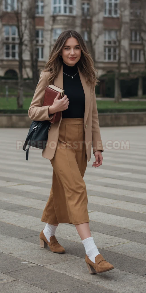 Chic Block Heel Outfit Midi Skirt and Suede Block Heel Loafers
