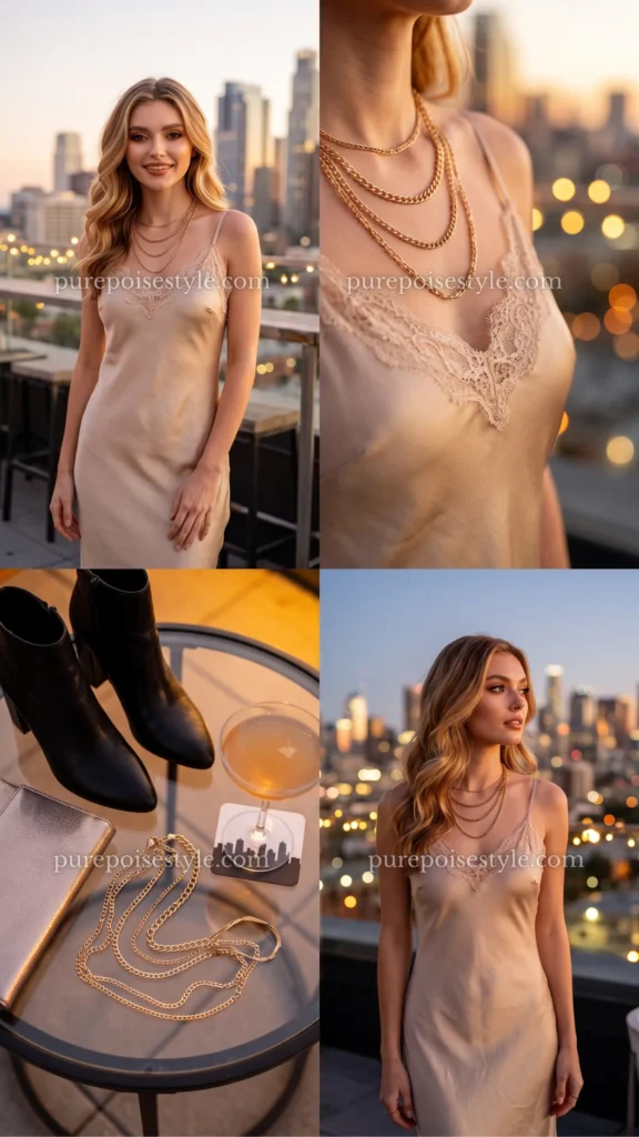 Boho Dress with Layered Chains