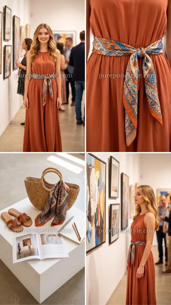 Boho Dress with a Scarf Belt