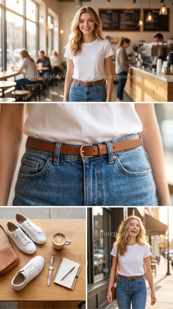 Classic White Tee with Straight-Leg Jeans