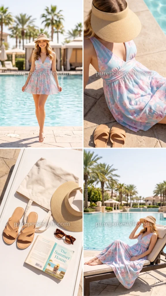 Empire Waist Swim Dress with a Sun Visor
