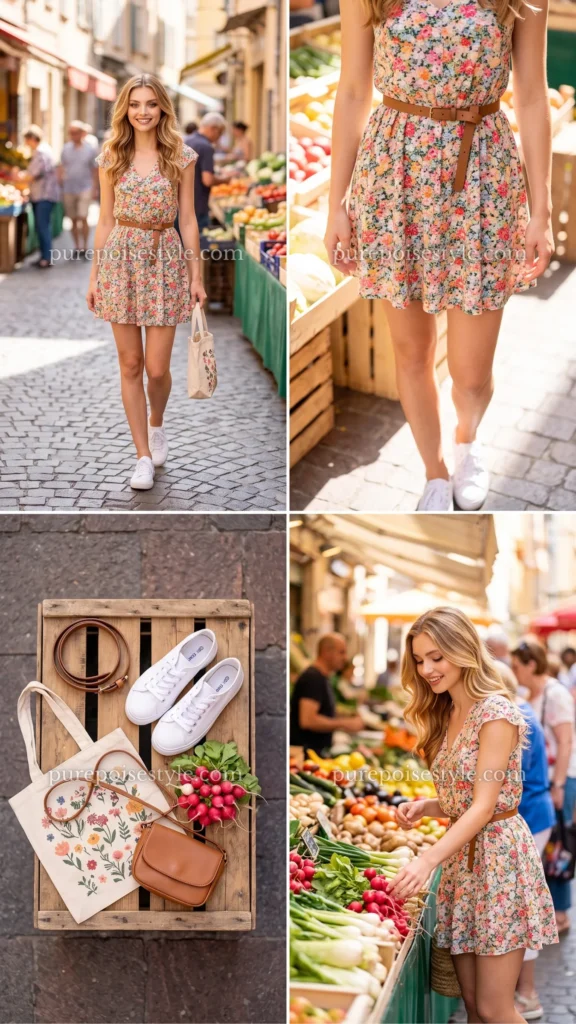  Floral Mini Dress with Belt