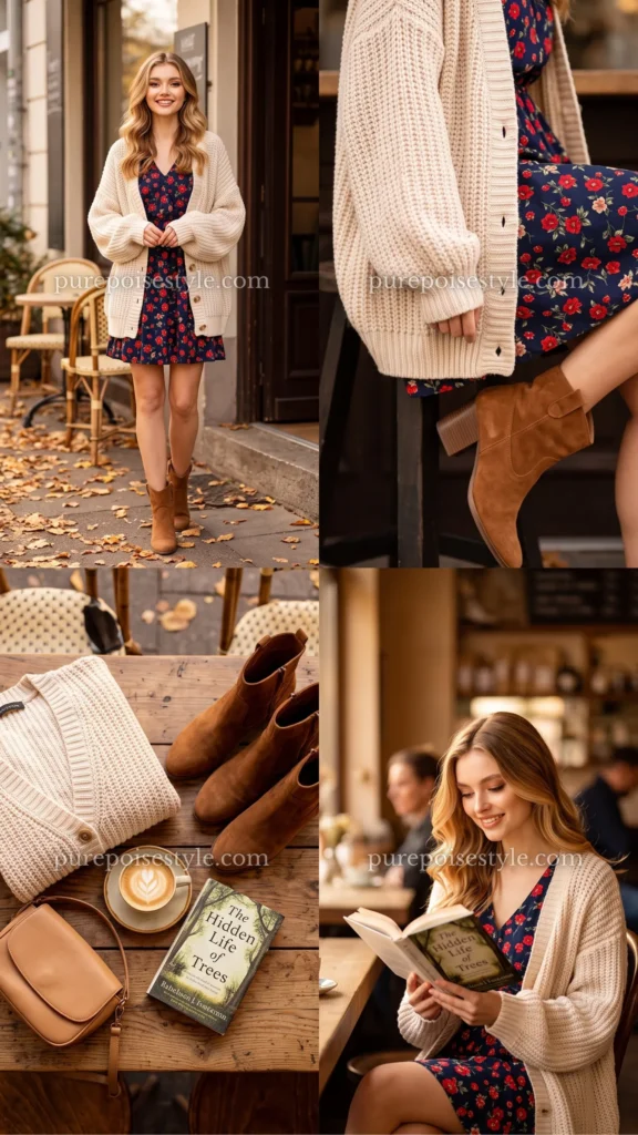  Floral Mini Dress with Cardigan