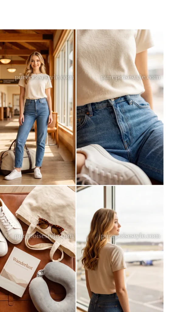 French Terry Tee with Mom Jeans