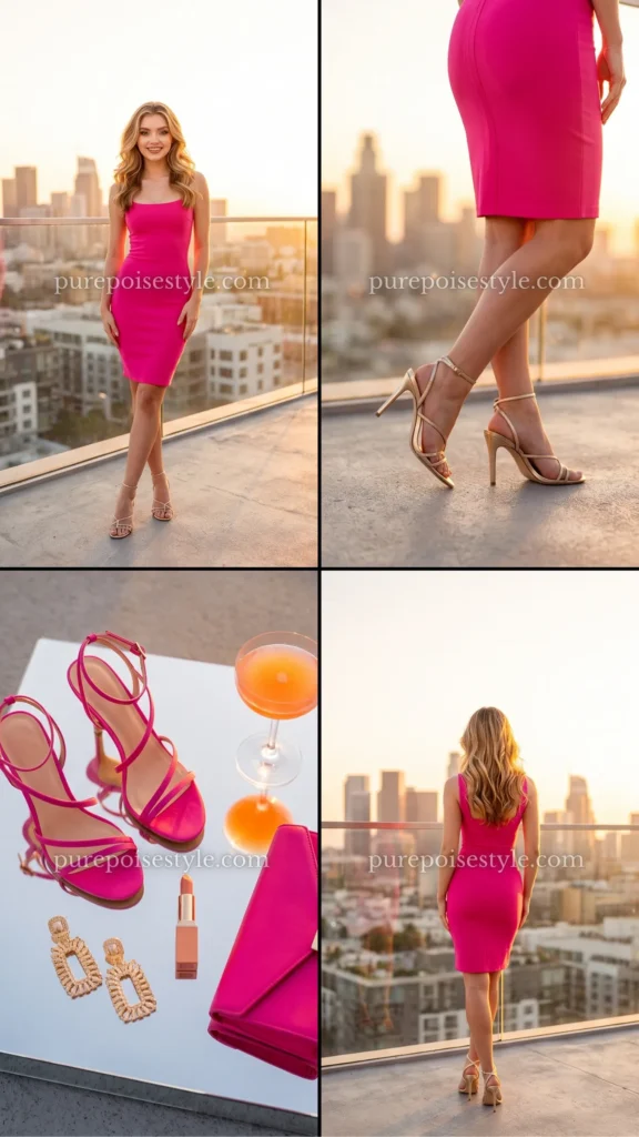 Hot Pink Mini Dress with Strappy Heels