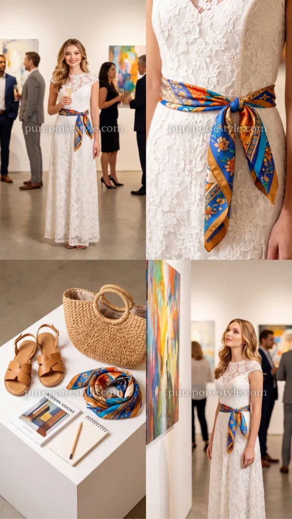 Lace Dress with a Scarf Belt