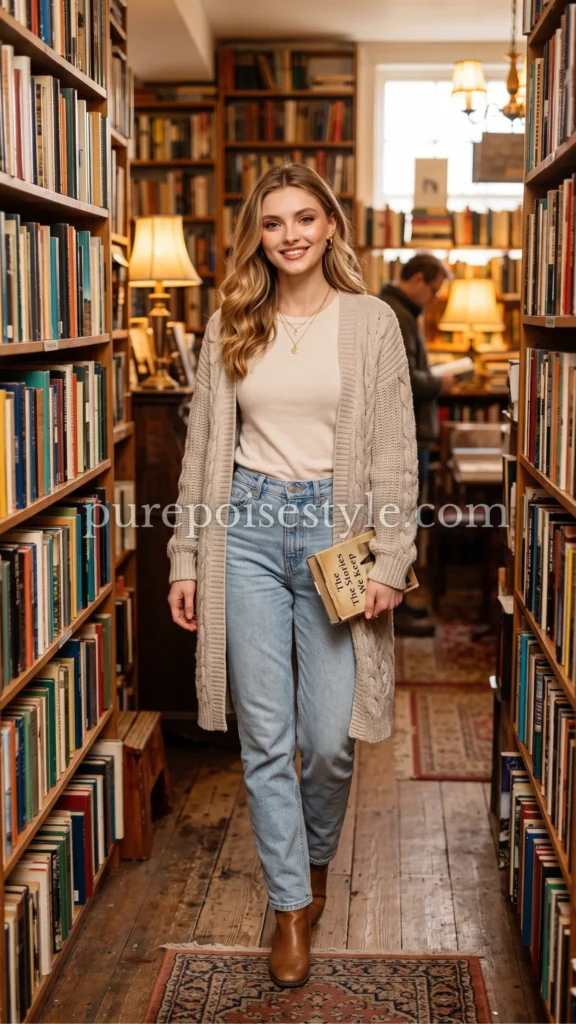 Light Wash Jeans with a Cardigan