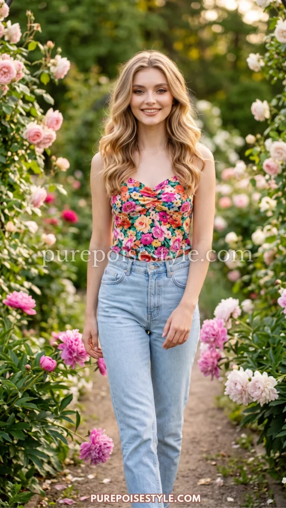 Light Wash Jeans with a Floral Top