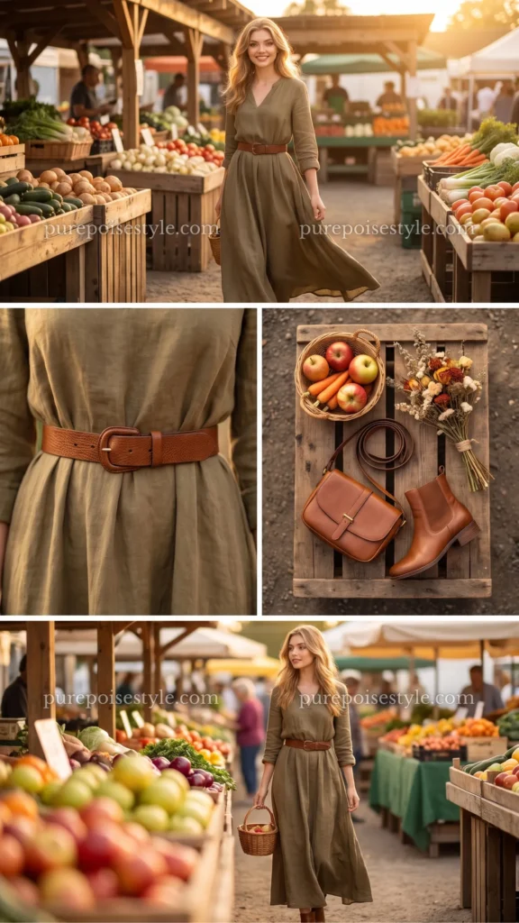 Maxi Boho Dress with a Leather Belt