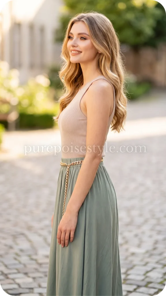 Maxi Skirt with a Simple Tank