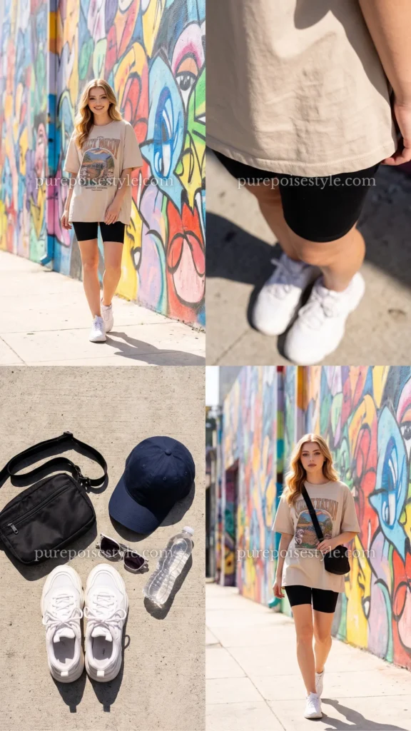 Oversized Tee with Biker Shorts