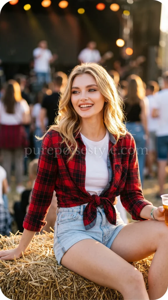 Shorts with a Flannel Shirt