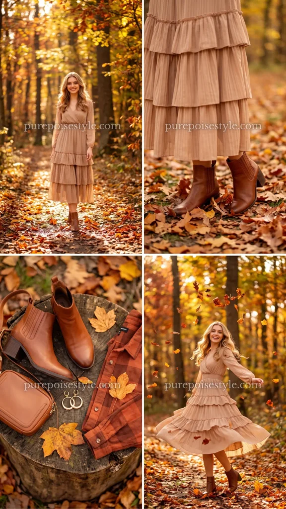 Tiered Boho Dress with Ankle Boots