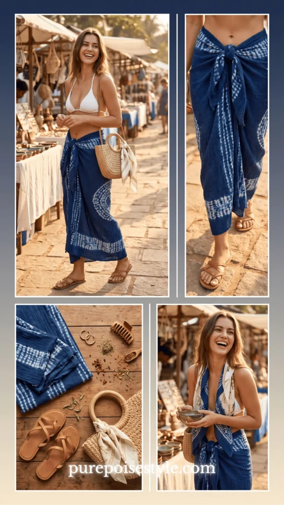 Tropical Sarong Look with a Crinkle Cotton Print