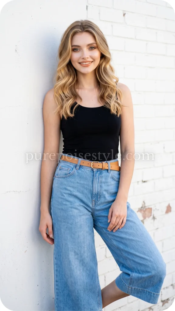 Wide-Leg Cropped Pants with a Tank