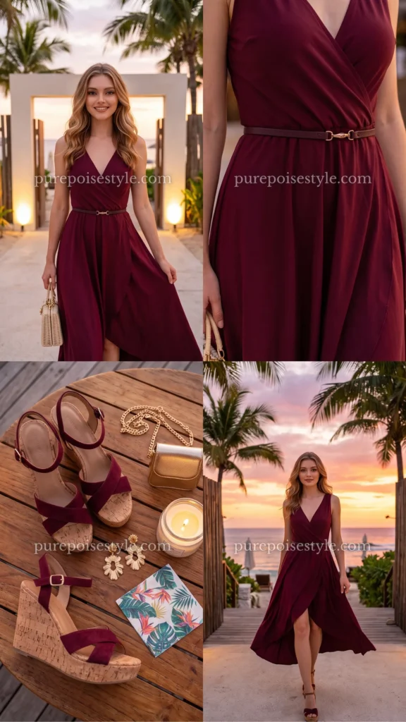 Wrap Swim Dress with a Belted Waist